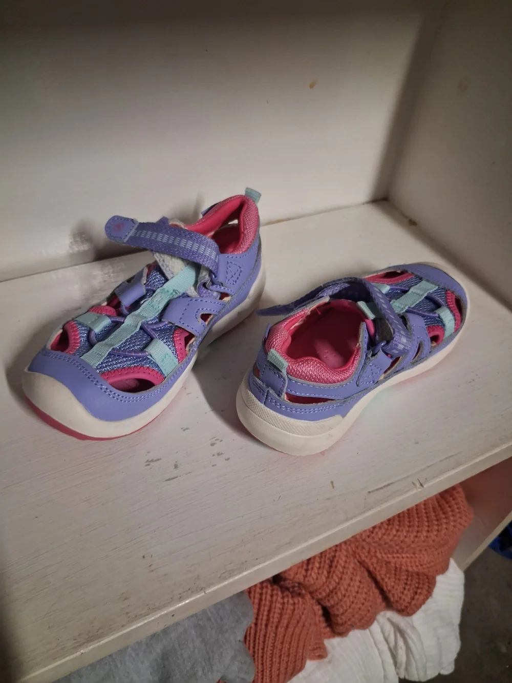 Girls' Purple & Pink Active Hook-and-Loop Sandals